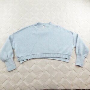 Free People Light Blue Cropped Sweater